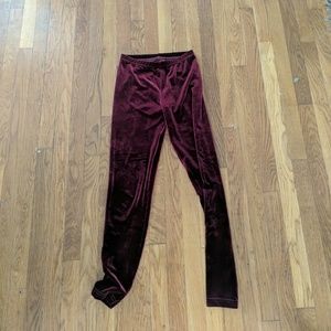 American Apparel Burgundy Velvet Leggings